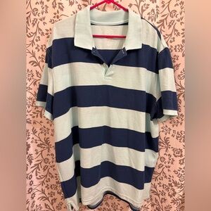 New St John’s Men's Striped Polo Shirt - Navy and Light Blue